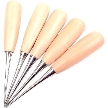 MAGIKON 20-Pack Wooden Handle Leather Stitching Sewing Awl Repair Tool (Round) #1