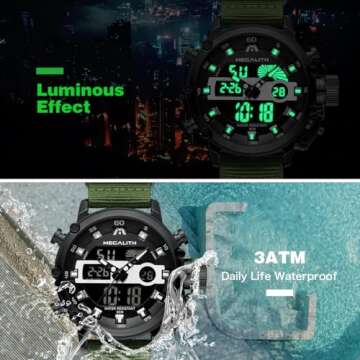 MEGALITH Mens Watches with Nylon Waterproof Digital Military Sport Tactical Multifunction Heavy Duty...