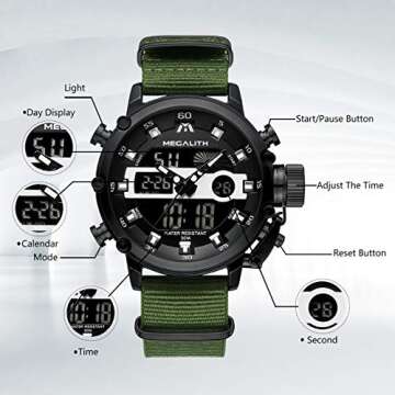 MEGALITH Waterproof Digital Tactical Watch for Men