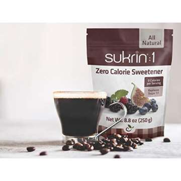 Sukrin:1 - All Natural 1:1 Sugar Substitute with Erythritol and Stevia, Zero Calorie Sweetener for Keto and Low Carb Diets, Gluten Free, Vegan, Baking, Non GMO, 8.8oz (1 Pack)