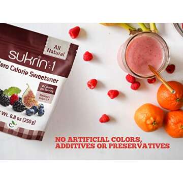 Sukrin:1 - All Natural 1:1 Sugar Substitute with Erythritol and Stevia, Zero Calorie Sweetener for Keto and Low Carb Diets, Gluten Free, Vegan, Baking, Non GMO, 8.8oz (1 Pack)