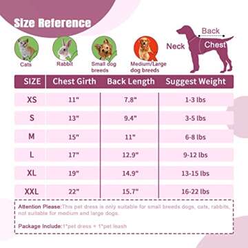 PETCARE Plaid Dog Dress Bow Tie Harness Leash Set for Small Dogs Cats Girl Cute Princess Dog Dresses Spring Summer Puppy Bunny Rabbit Clothes Chihuahua Yorkies Pet Outfits