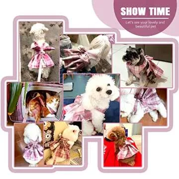 PETCARE Plaid Dog Dress Bow Tie Harness Leash Set for Small Dogs Cats Girl Cute Princess Dog Dresses Spring Summer Puppy Bunny Rabbit Clothes Chihuahua Yorkies Pet Outfits