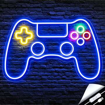 Gamer Neon Controller Decor for Ultimate Gaming Ambiance