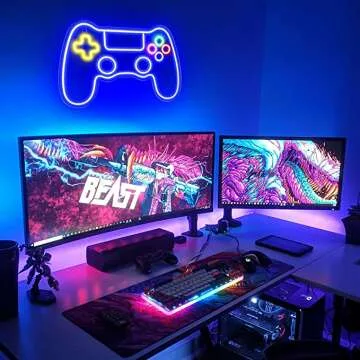 Gamer Neon Controller Decor for Ultimate Gaming Ambiance
