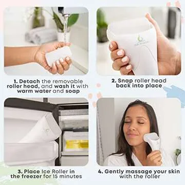 PUR Botanicals White Ice Roller for Face and Eyes Puffiness Relief - Frozen Cold Skinny Ice Roller Tools for Face Massage - Beauty Skin Care Products - Women Gifts - Reduce Pain Migraine and Wrinkles