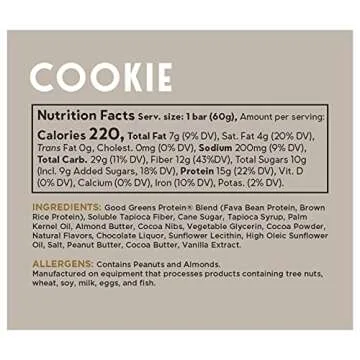 good! Snacks Vegan Cookie Dough Protein Bar | Gluten-Free, Plant Based, Low Sugar, Kosher, Soy Free, Non GMO | 15g Protein (12 Bars)
