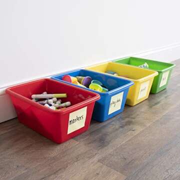 Humble Crew Toy Storage Bins for Kids, Set of 4, Primary Colors, Small - Sturdy, Colorful Plastic St...