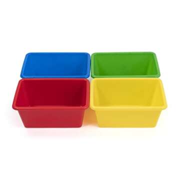 Humble Crew Toy Storage Bins for Kids, Set of 4, Primary Colors, Small - Sturdy, Colorful Plastic Storage Bins for Classroom, Playroom, Nursery, and More - Premium Toddlers Toy Organizer Bins
