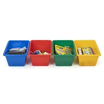 Humble Crew Toy Storage Bins for Kids, Set of 4, Primary Colors, Small - Sturdy, Colorful Plastic Storage Bins for Classroom, Playroom, Nursery, and More - Premium Toddlers Toy Organizer Bins
