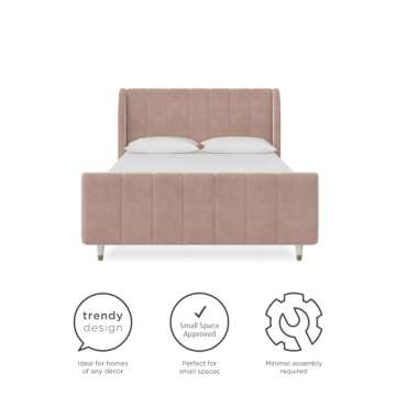 Little Seeds Valentina Kids' Full Upholstered Bed, Pink Velvet