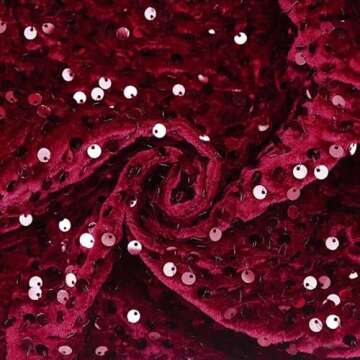 R.Vivimos Women's Sequin Bodycon Dress Fall Winter Velvet Warm Long Sleeve Crew Neck Sexy Backless Glitter Slit Mini Dress (Small, WineRed)