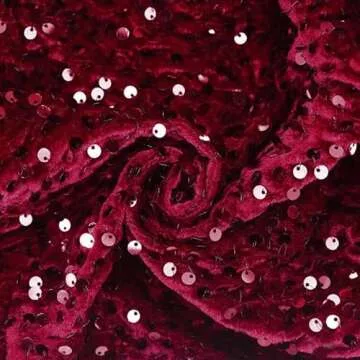 R.Vivimos Women's Sequin Bodycon Dress Fall Winter Velvet Warm Long Sleeve Crew Neck Sexy Backless Glitter Slit Mini Dress (Small, WineRed)