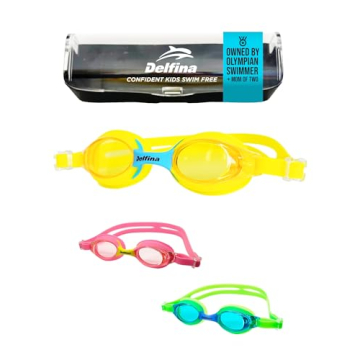 Delfina Kids Swim Goggles - Toddler & Children Swimming Goggles with No Leak Anti-Fog