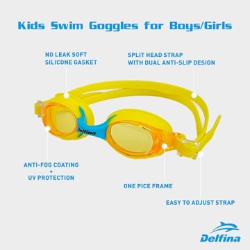 Delfina Kids Swim Goggles No Leak Anti-Fog for Ages 1+