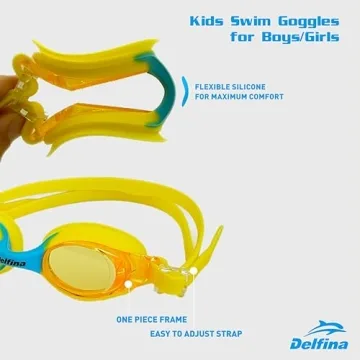 Delfina Kids Swim Goggles No Leak Anti-Fog for Ages 1+