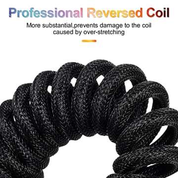 Twozoh USB C Keyboard Coiled Cable, Braided Detachable Aviator Double Sleeve Type C Mechanical Keybo...