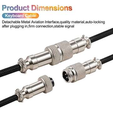 Twozoh USB C Keyboard Coiled Cable, Braided Detachable Aviator Double Sleeve Type C Mechanical Keyboard Cable (White)