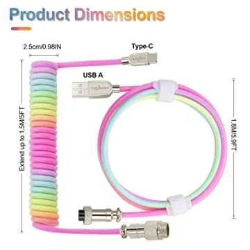 Twozoh USB C Keyboard Coiled Cable, Braided Detachable Aviator Double Sleeve Type C Mechanical Keyboard Cable (White)