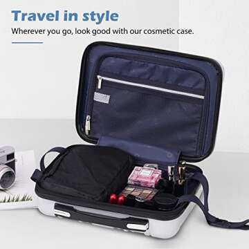 Coolife Luggage Expandable 5 Piece Sets PC+ABS Spinner Suitcase 20 inch 24 inch 28 inch (navy new)