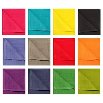 Cotton Craft Multicolor Kitchen Towels - 12 Pack, 100% Cotton