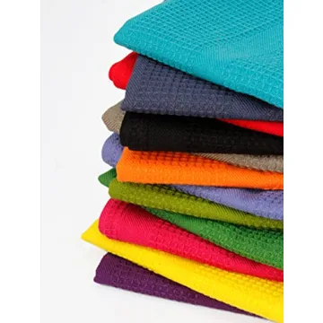 Cotton Craft Multicolor Kitchen Towels - 12 Pack, 100% Cotton