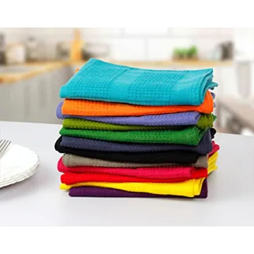 Cotton Craft Multicolor Kitchen Towels - 12 Pack, 100% Cotton