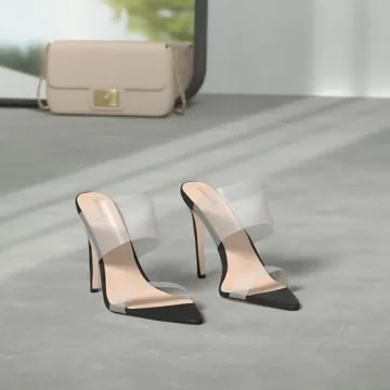 Vivianly Clear Pointed Toe Heel Sandals for Women Size 9