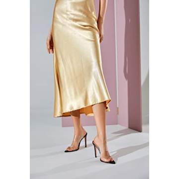 Vivianly Clear Pointed Toe Heel Sandals for Women Size 9