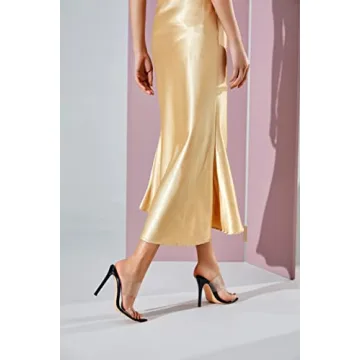 Vivianly Clear Pointed Toe Heel Sandals for Women Size 9