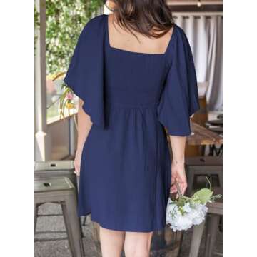 Dokotoo Navy Blue Women's Dresses Cute Spring Outfits Dresses for Women 2024 Holiday Fashion Casual Sexy Deep V Neck Ruffle Elegant Flowy Mini Short Skirt Dress Clothes Blue 2025