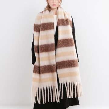 OUNIYA Big Chunky Plaid Scarf Colorful Checked Oversized Thick Scarves Soft Large Cashmere Wool Shaw...