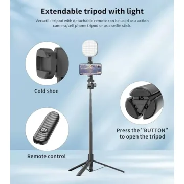 Gahenwo Vlogging Kit with 61" Tripod & LED Selfie Light