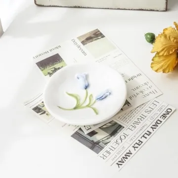 Elegant Tulip Jewelry Dish Cute Ceramic Trinket Tray