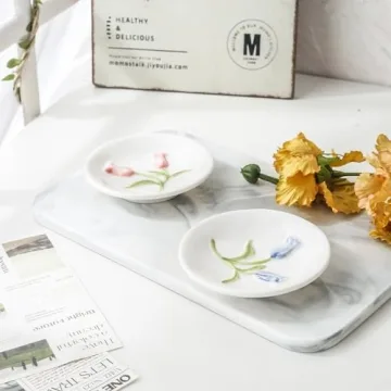 Elegant Tulip Jewelry Dish Cute Ceramic Trinket Tray