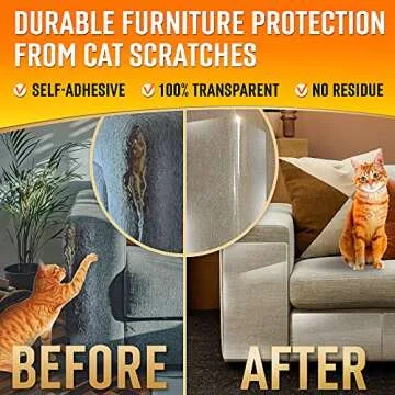 Heavy Duty Cat Scratch Deterrent Furniture Protectors for Sofa, Doors, Clear Couch Protectors from C...