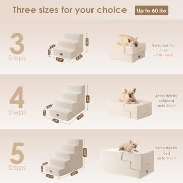 EHEYCIGA Beige Dog Stairs for Couch & Pet Safety