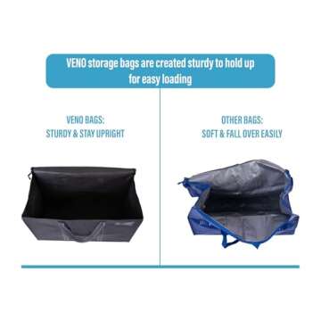 VENO 8 Pack Moving Bags, Moving Supplies, Moving Boxes, College Packing, Storage Boxes with Lids Alternative, Heavy Duty Totes, Extra Large, Sturdy Handles, Zipper, Packaging (Dark Gray, 8 Pack)