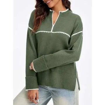 Stylish Saodimallsu Women’s Quarter Zip Sweater - Perfect Fall Top