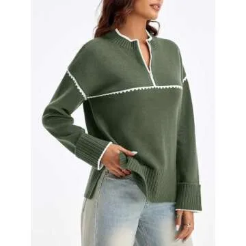 Stylish Saodimallsu Women’s Quarter Zip Sweater - Perfect Fall Top
