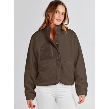 Cozy ANRABESS Womens Fuzzy Fleece Jacket with Pockets