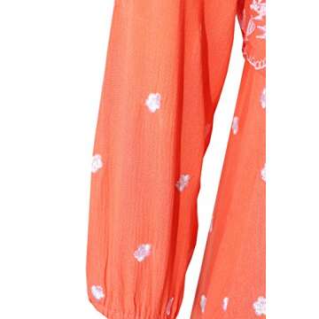 R.Vivimos Womens Boho Floral Embroidered Casual Drawstring Tie Cotton Long Dresses