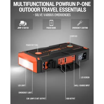 Efficient Powrun P-ONE Jump Starter - Compact and Powerful