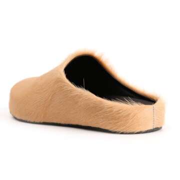 XOBZJH Designer Real Fur Slides Sandals For Women 2024 Trendy,Slip on Shoes Women's Mules& Clogs Com...