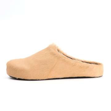 XOBZJH Designer Real Fur Slides Sandals For Women 2024 Trendy,Slip on Shoes Women's Mules& Clogs Comfortably,Fashion Cute Ladies Flat Luxury Slippers