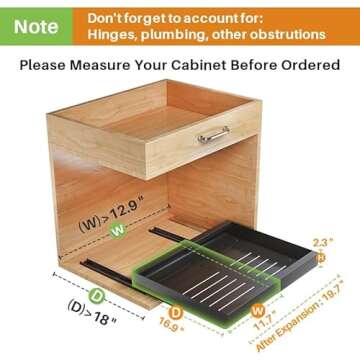 Pull out Cabinet Organizer, Expandable(11.7"-19.7") Heavy Duty Slide out Drawer Fixed with Adhesive ...