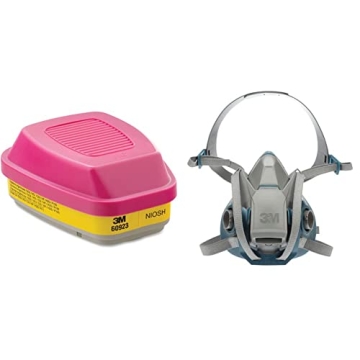 3M 6503QL Rugged Comfort Quick Latch Half Facepiece Reusable Respirator, Large & 3M Organic Vapor/Ac...