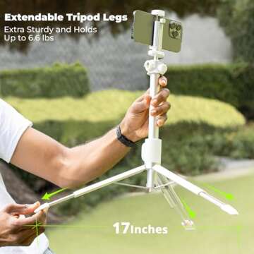 KraftGeek Vlogging Tripod for Phone and Camera, 60" Tripod Stand for iPhone and Android with 3 Cold Shoes for Light and Microphone (Both are not Included), Selfie Stick with Remote for Video Recording