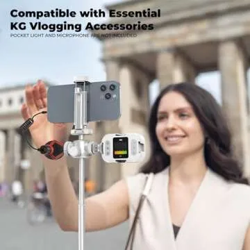 KraftGeek Vlogging Tripod for Phone and Camera, 60" Tripod Stand for iPhone and Android with 3 Cold Shoes for Light and Microphone (Both are not Included), Selfie Stick with Remote for Video Recording