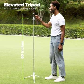 KraftGeek Vlogging Tripod for Phone and Camera, 60" Tripod Stand for iPhone and Android with 3 Cold Shoes for Light and Microphone (Both are not Included), Selfie Stick with Remote for Video Recording